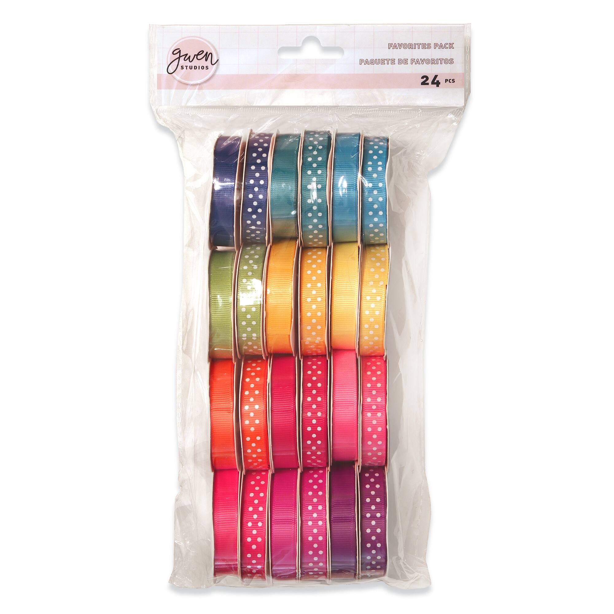 Gwen Studios 3/8" x 48yd. Bright Solid & Dots Grosgrain Ribbon, 24ct.
